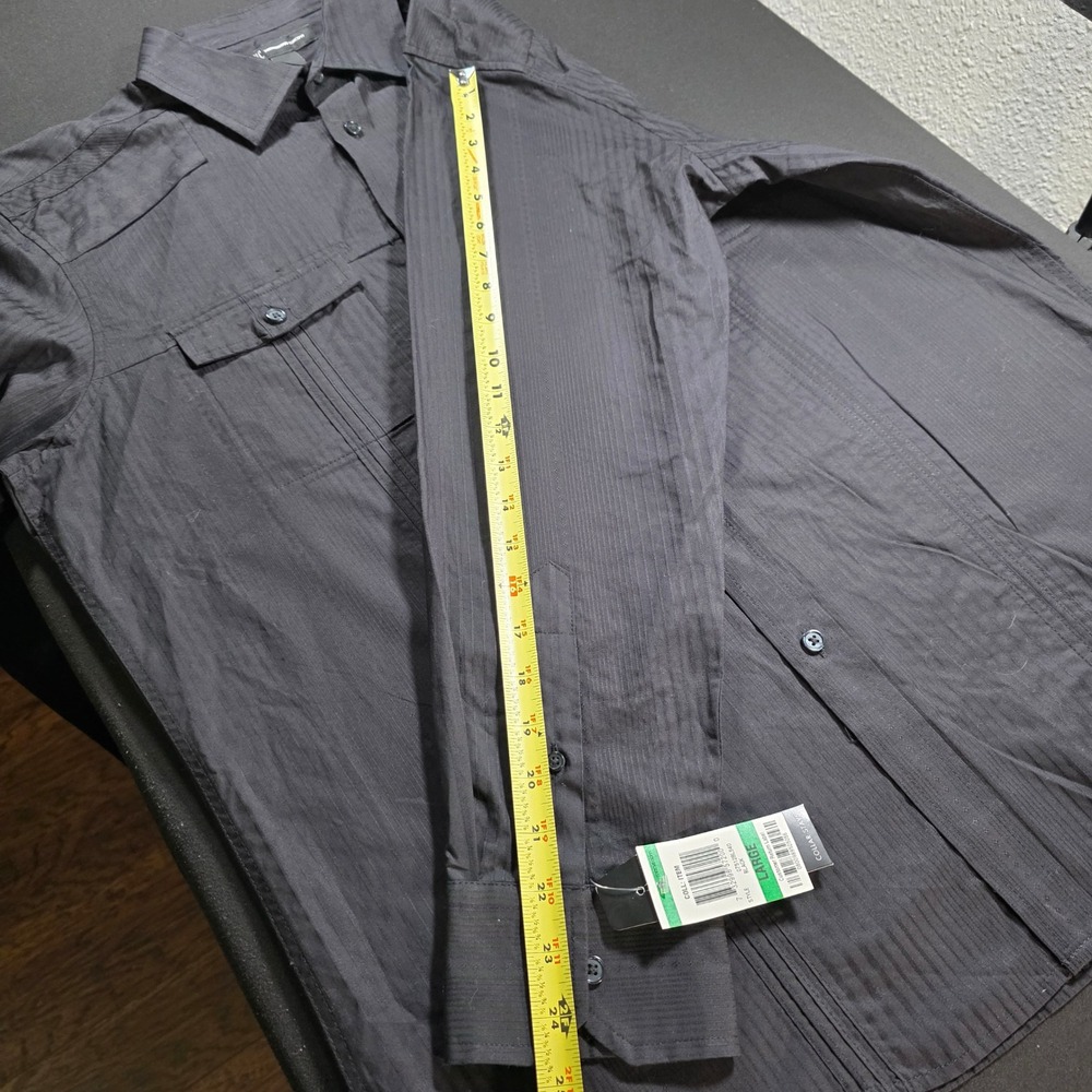 NWT INC International Concepts Mens‎ Black Striped Long Sleeve Shirt Size Large - Picture 6 of 10
